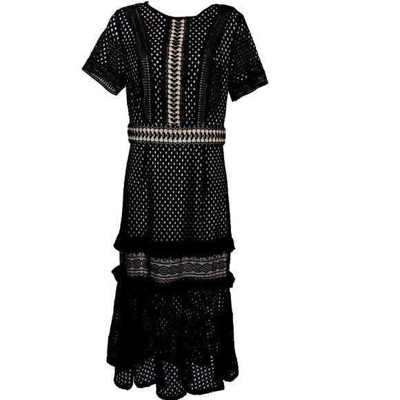 TRUE DECADENCE NWT Lace Ruffle Crochet PENCIL dress Size 10 or S - M SLIM FIT - Picture 5 of 17